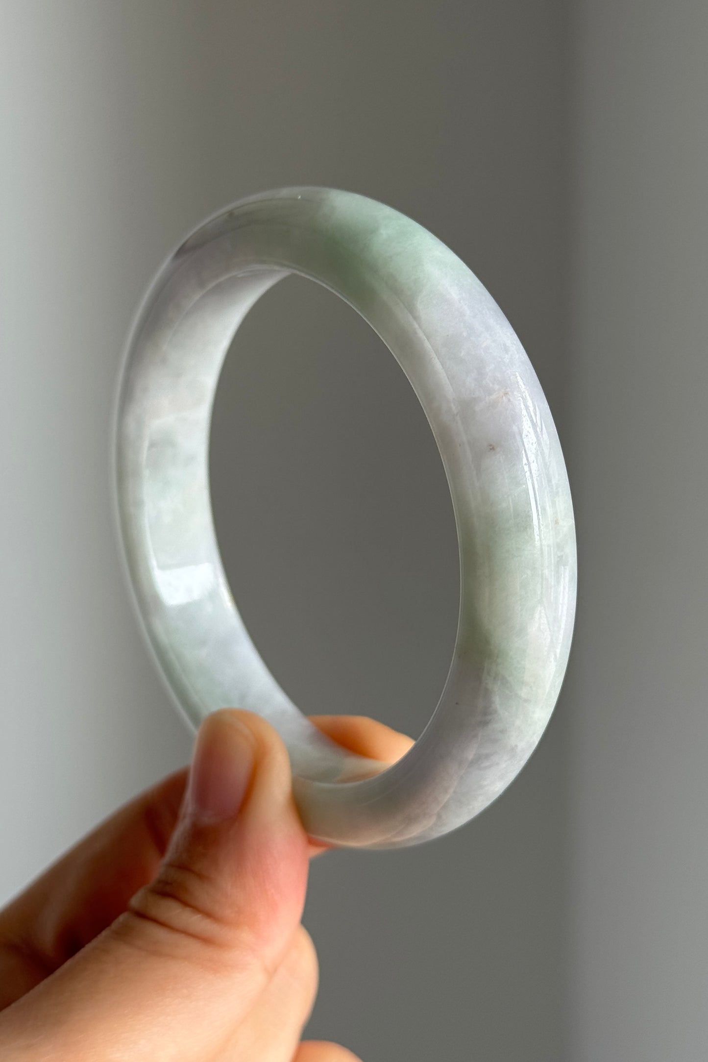 #0343 Icy Lavender Green Jade Bangle Size 58.1