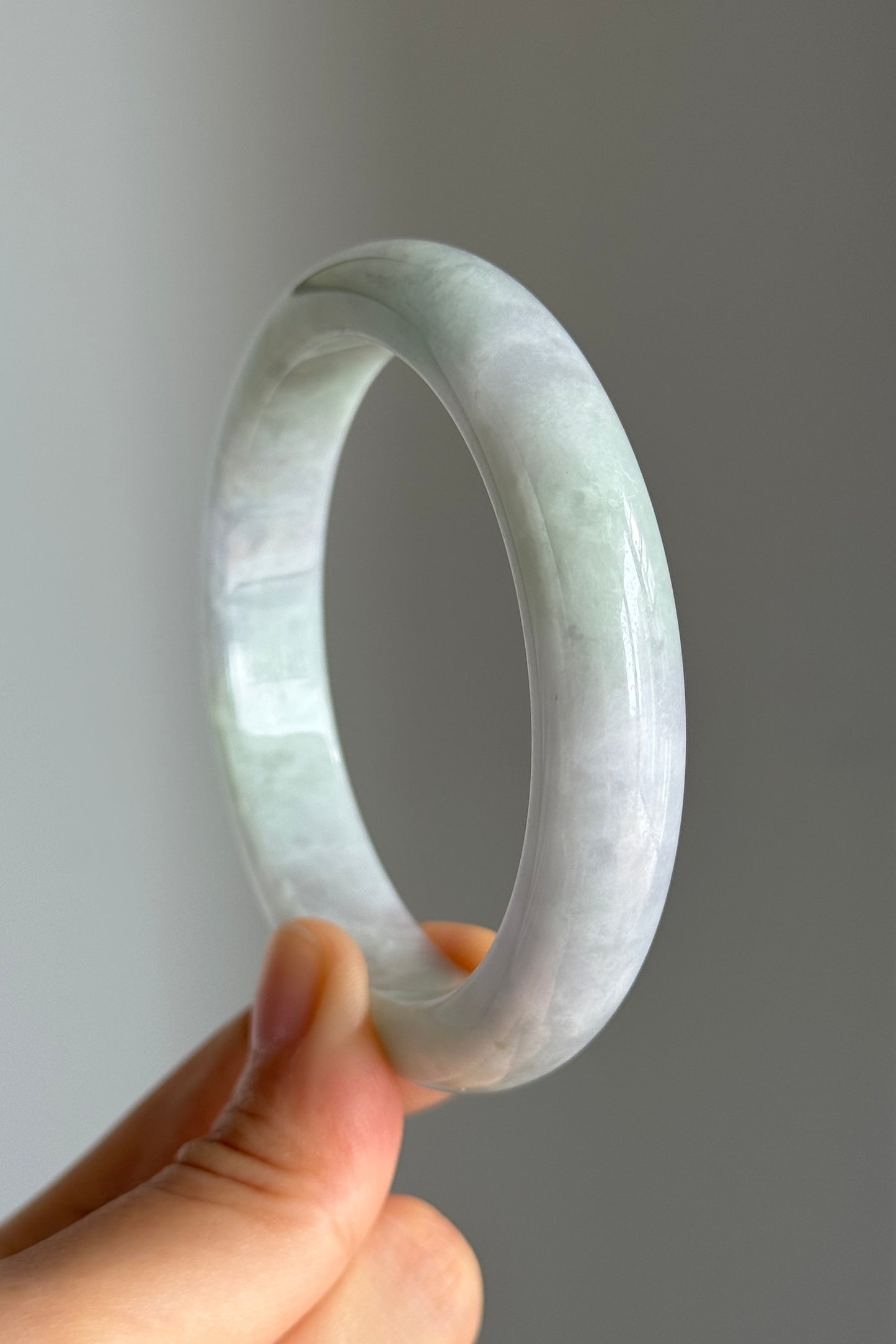 #0343 Icy Lavender Green Jade Bangle Size 58.1