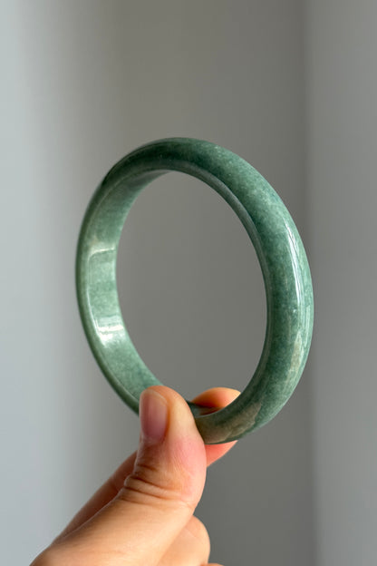 #0344 "Jungle" Forest Green Jade Bangle Size 59