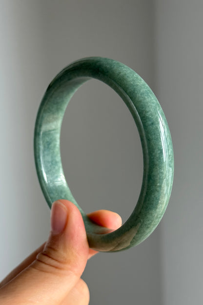 #0344 "Jungle" Forest Green Jade Bangle Size 59
