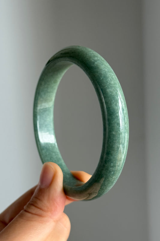 #0344 "Jungle" Forest Green Jade Bangle Size 59