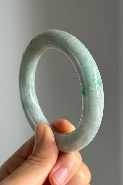 #0345 Sun Green Lavender Jade Bangle Size 56.2 (fits up to 57.2)