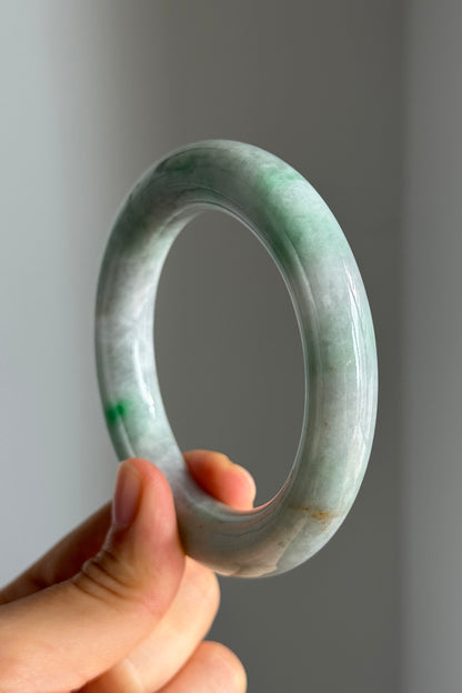 #0345 Sun Green Lavender Jade Bangle Size 56.2 (fits up to 57.2)