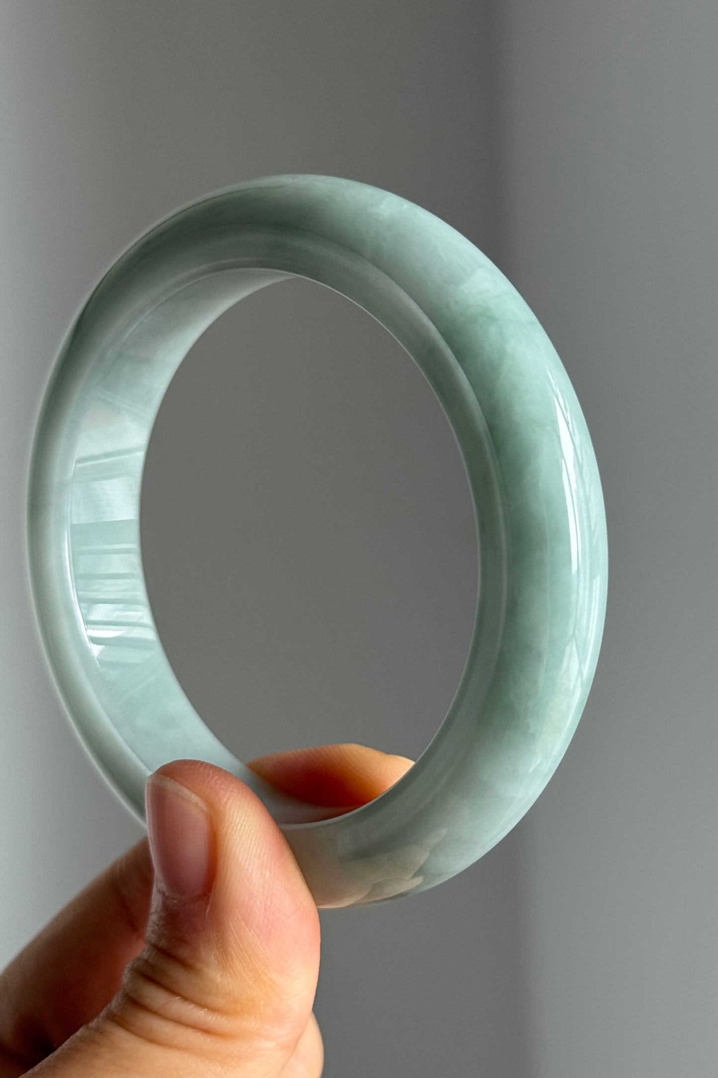 #0346 Bluish Green Jade Bangle Size 55.2