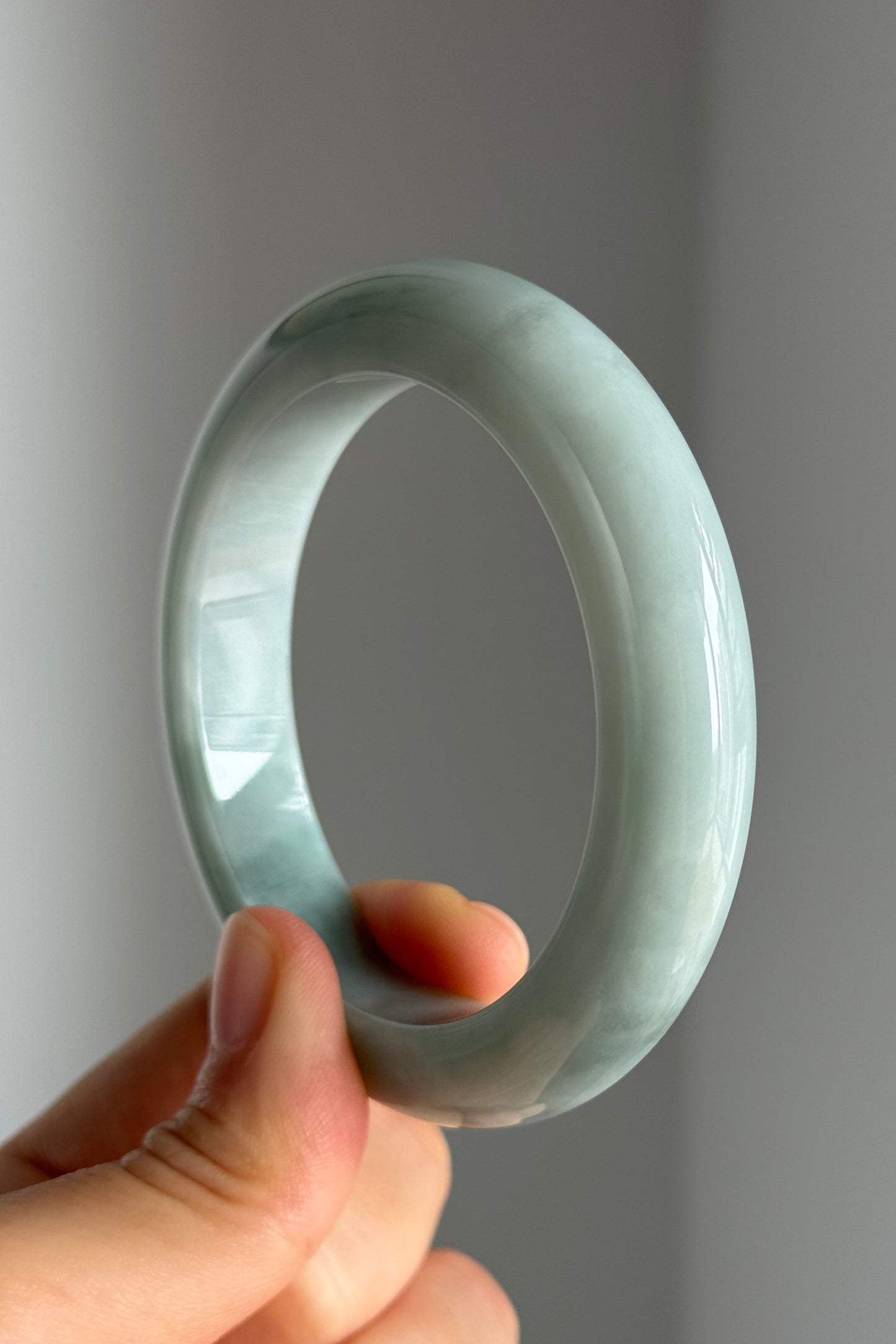#0346 Bluish Green Jade Bangle Size 55.2