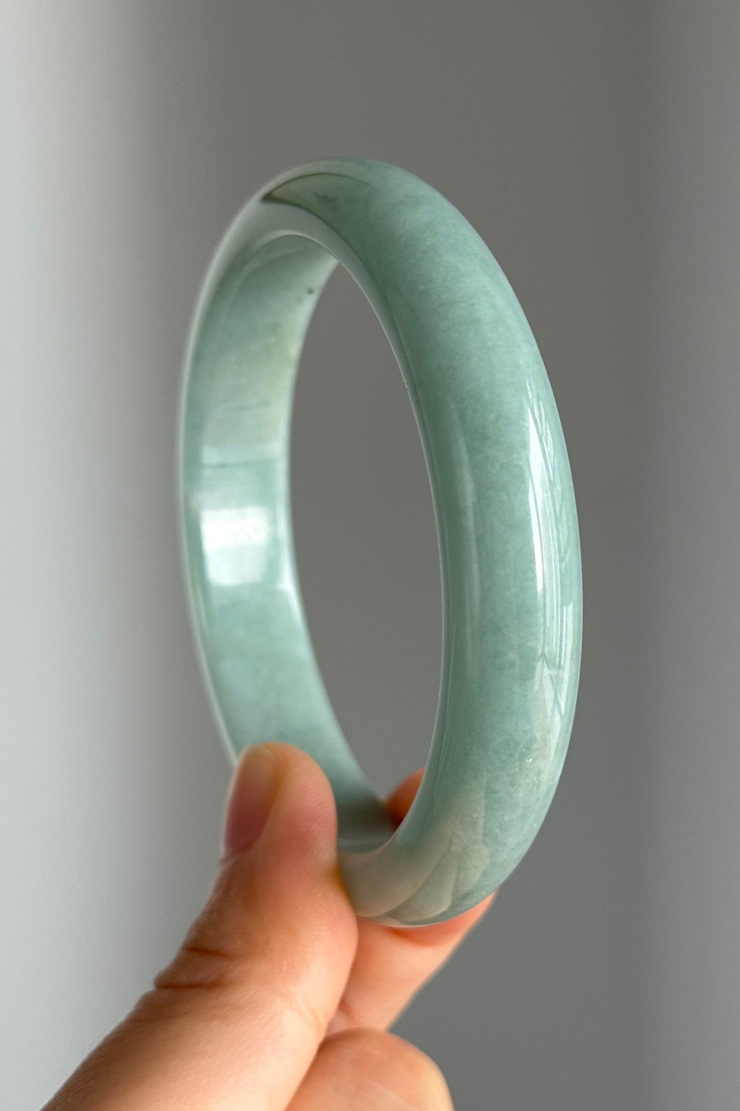 #0350 Icy Rich Bluish Green Jade Bangle Size 59