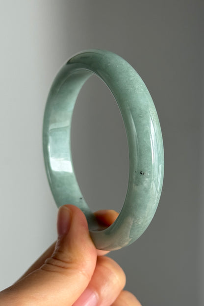 #0350 Icy Rich Bluish Green Jade Bangle Size 59