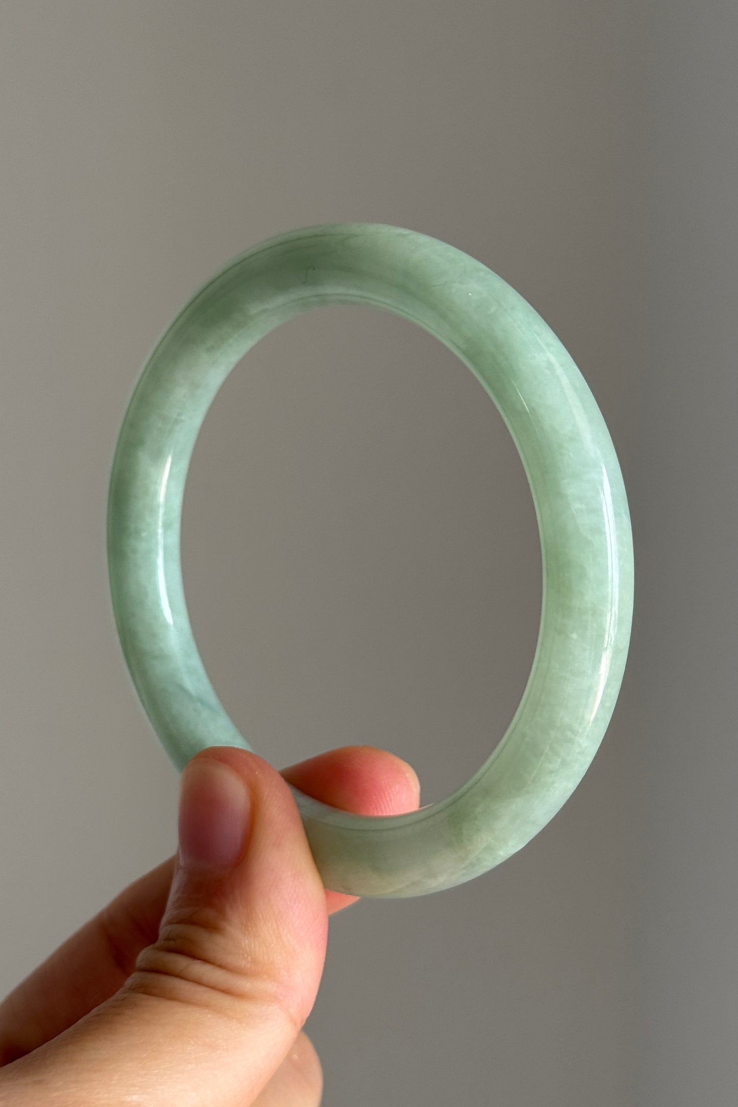 #0412 Icy Apple Green Jade Bangle Size 53 (fits up to 55)
