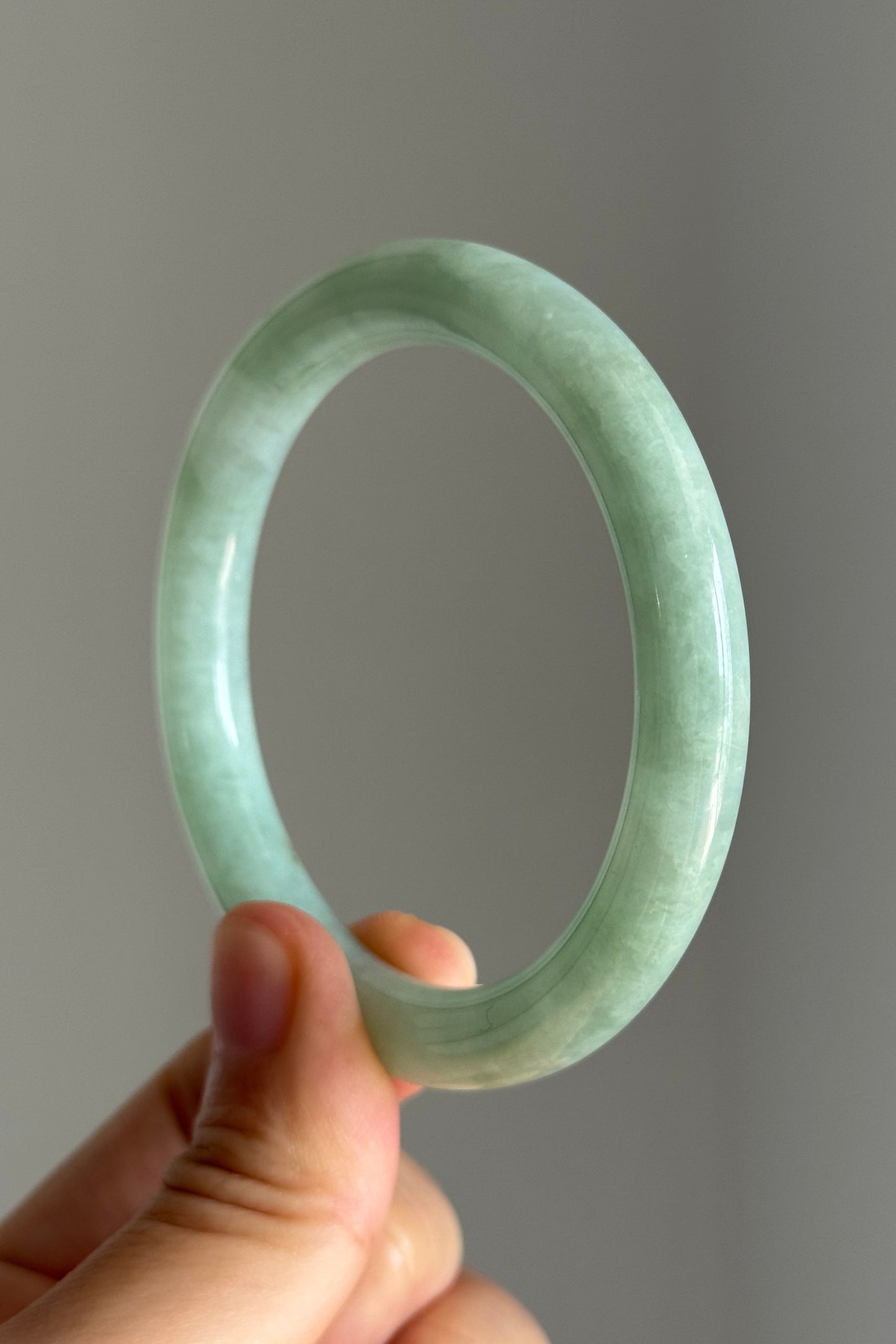 #0412 Icy Apple Green Jade Bangle Size 53 (fits up to 55)
