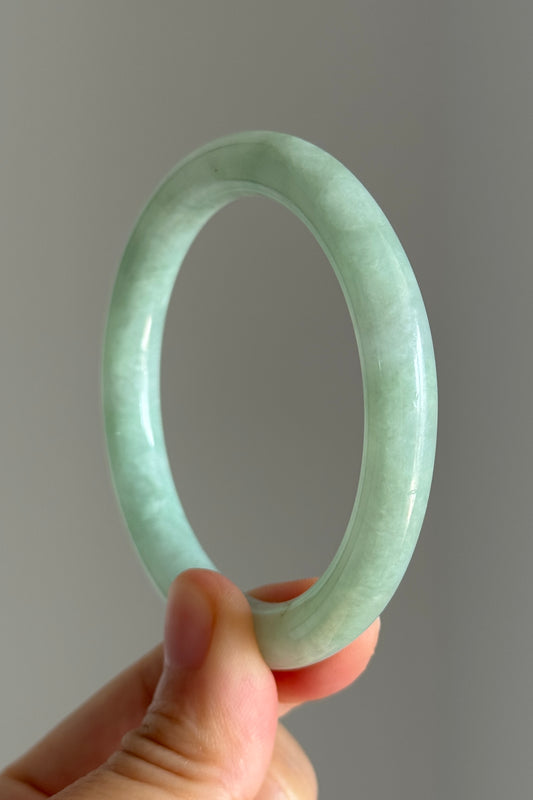 #0412 Icy Apple Green Jade Bangle Size 53 (fits up to 55)