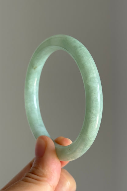 #0412 Icy Apple Green Jade Bangle Size 53 (fits up to 55)