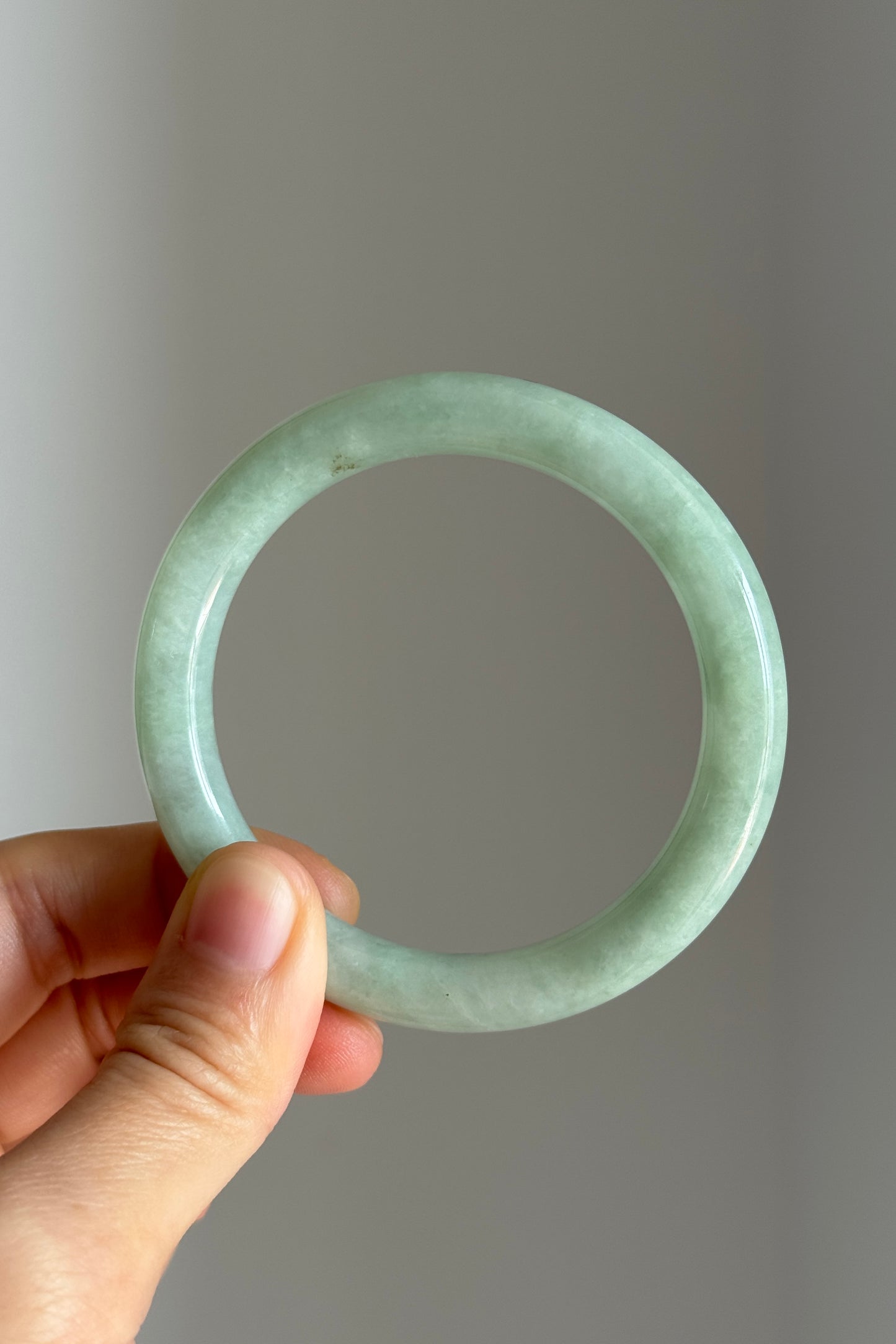 #0412 Icy Apple Green Jade Bangle Size 53 (fits up to 55)