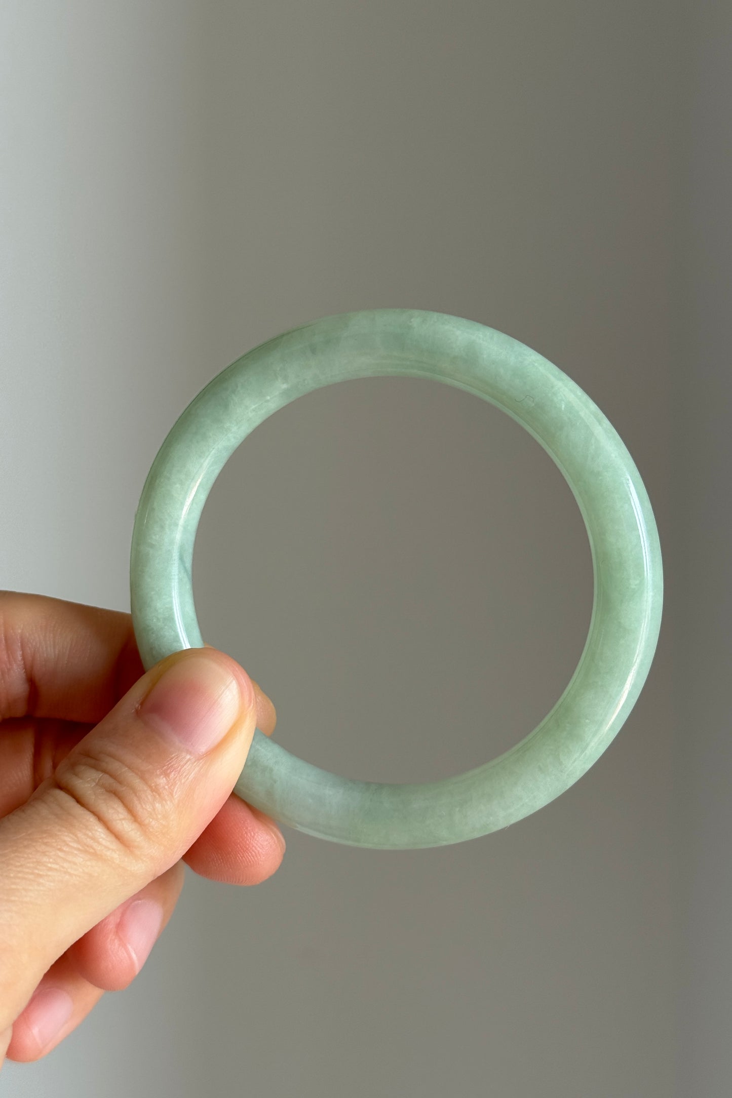 #0412 Icy Apple Green Jade Bangle Size 53 (fits up to 55)
