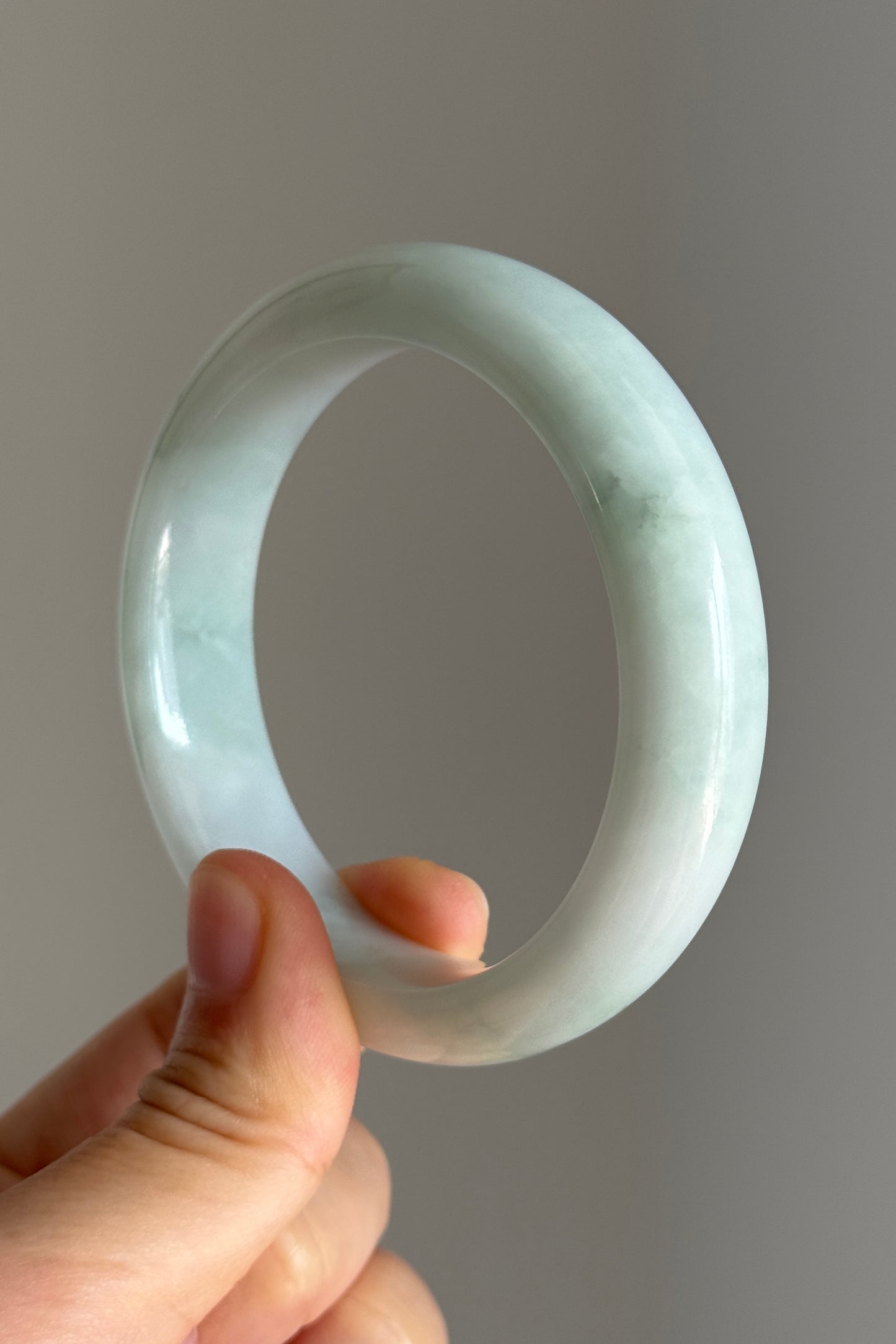#0413 Icy Light Green Jade Bangle Size 56.5