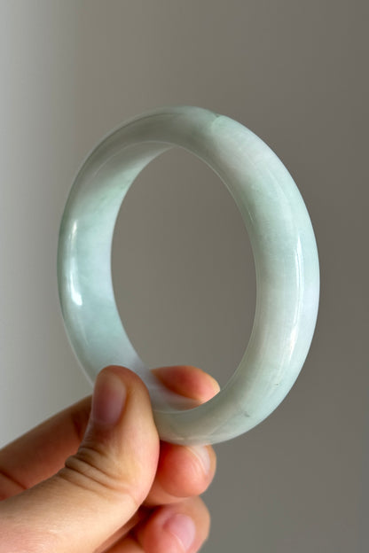 #0413 Icy Light Green Jade Bangle Size 56.5