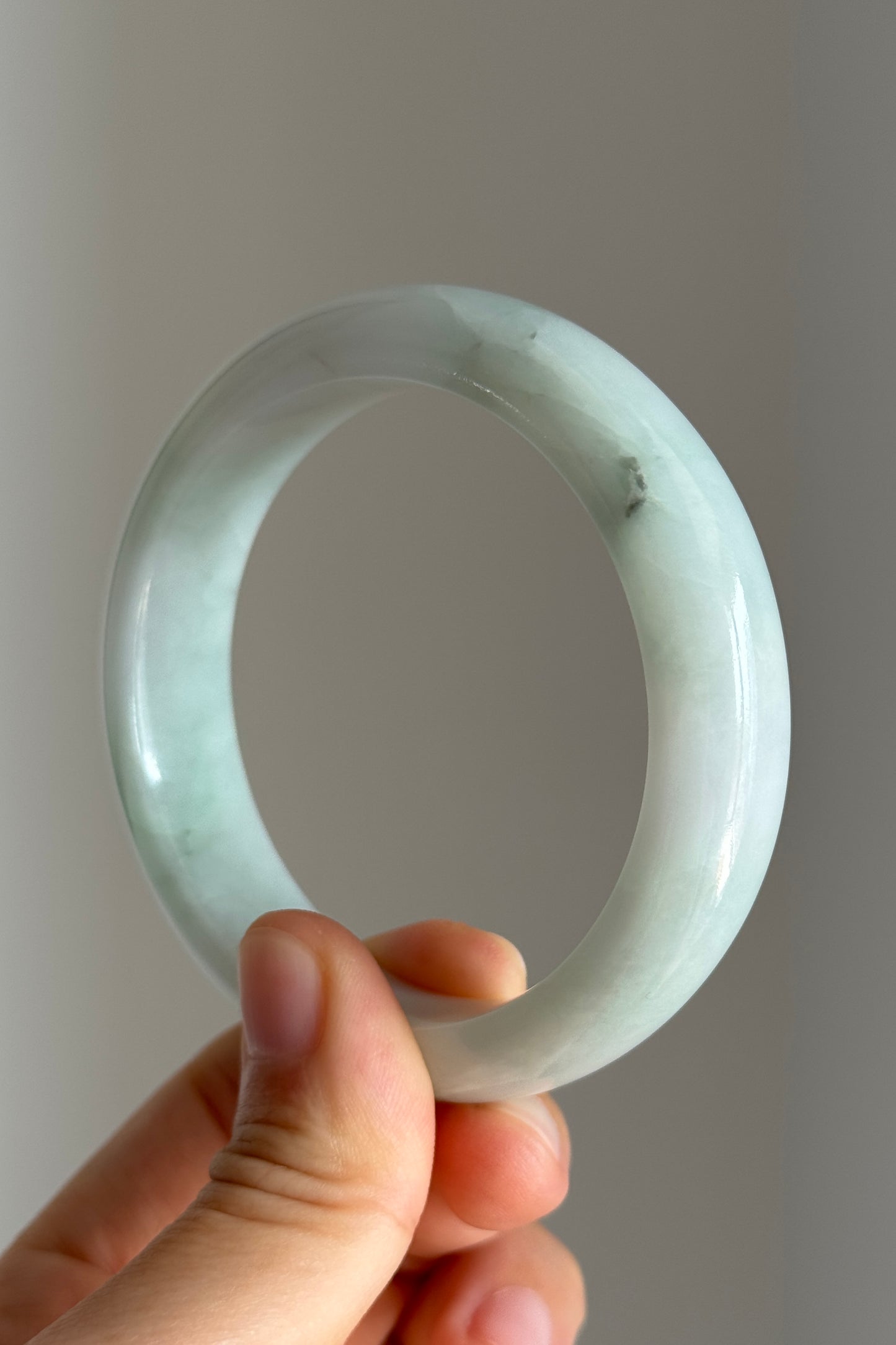 #0413 Icy Light Green Jade Bangle Size 56.5