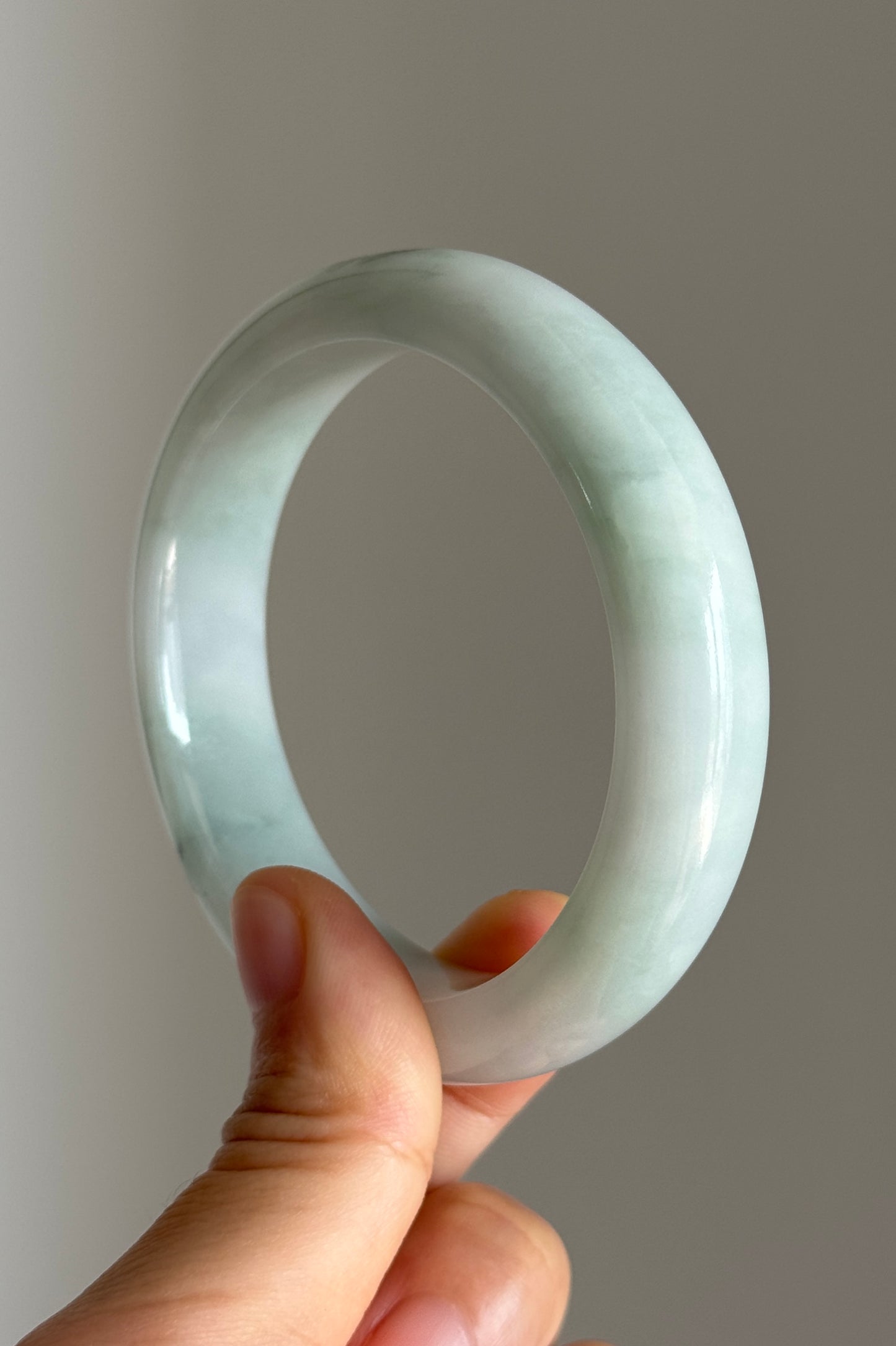 #0413 Icy Light Green Jade Bangle Size 56.5