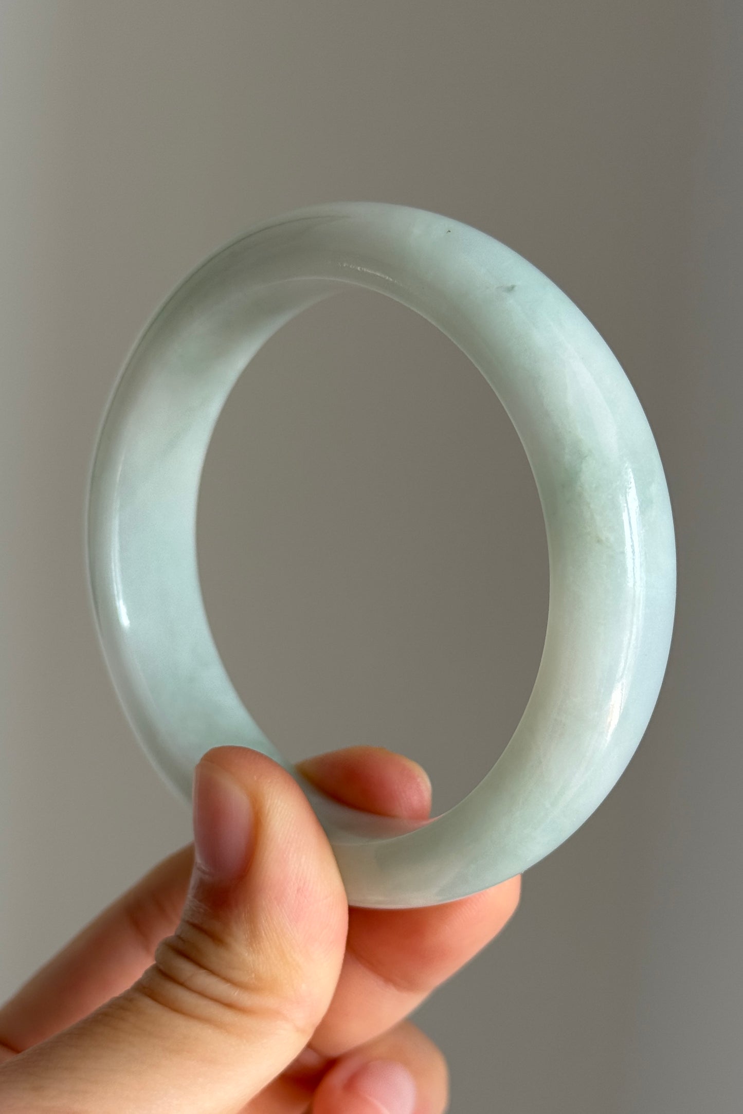 #0413 Icy Light Green Jade Bangle Size 56.5