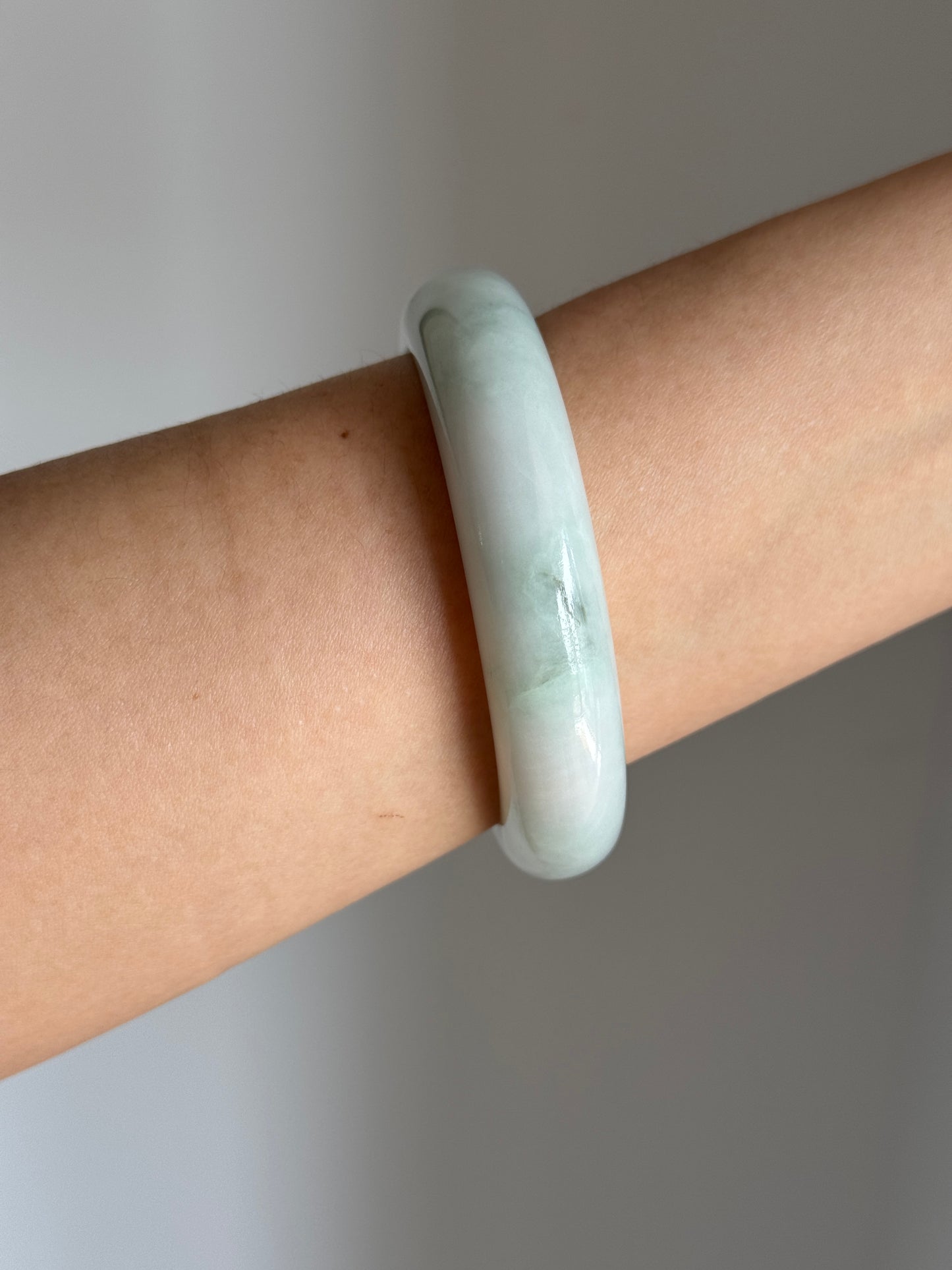 #0413 Icy Light Green Jade Bangle Size 56.5