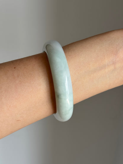 #0413 Icy Light Green Jade Bangle Size 56.5