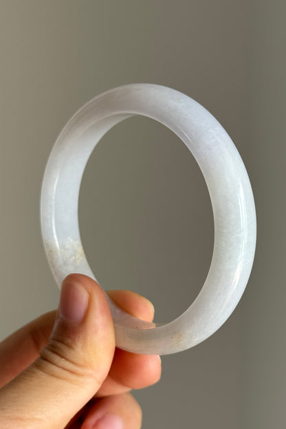 #0414 Icy Pink Lavender Yellow Golden Flecks Jade Bangle Size 57