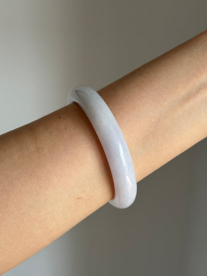 #0414 Icy Pink Lavender Yellow Golden Flecks Jade Bangle Size 57