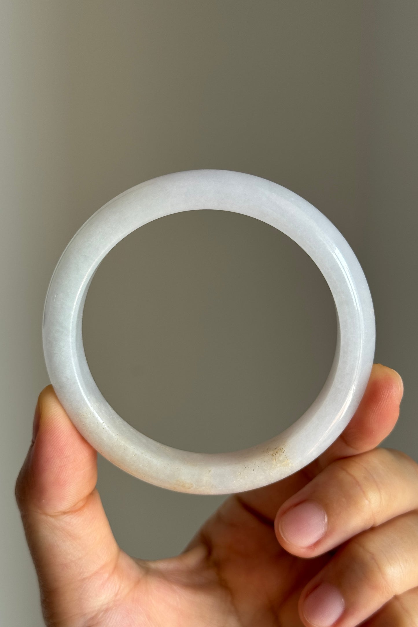 #0414 Icy Pink Lavender Yellow Golden Flecks Jade Bangle Size 57
