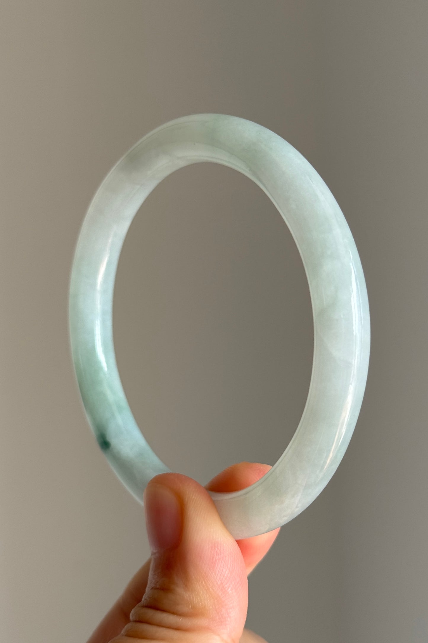 #0415 Icy Green Flower Jade Bangle Size 56.2 (fits up to 58.2)