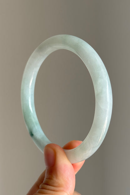 #0415 Icy Green Flower Jade Bangle Size 56.2 (fits up to 58.2)