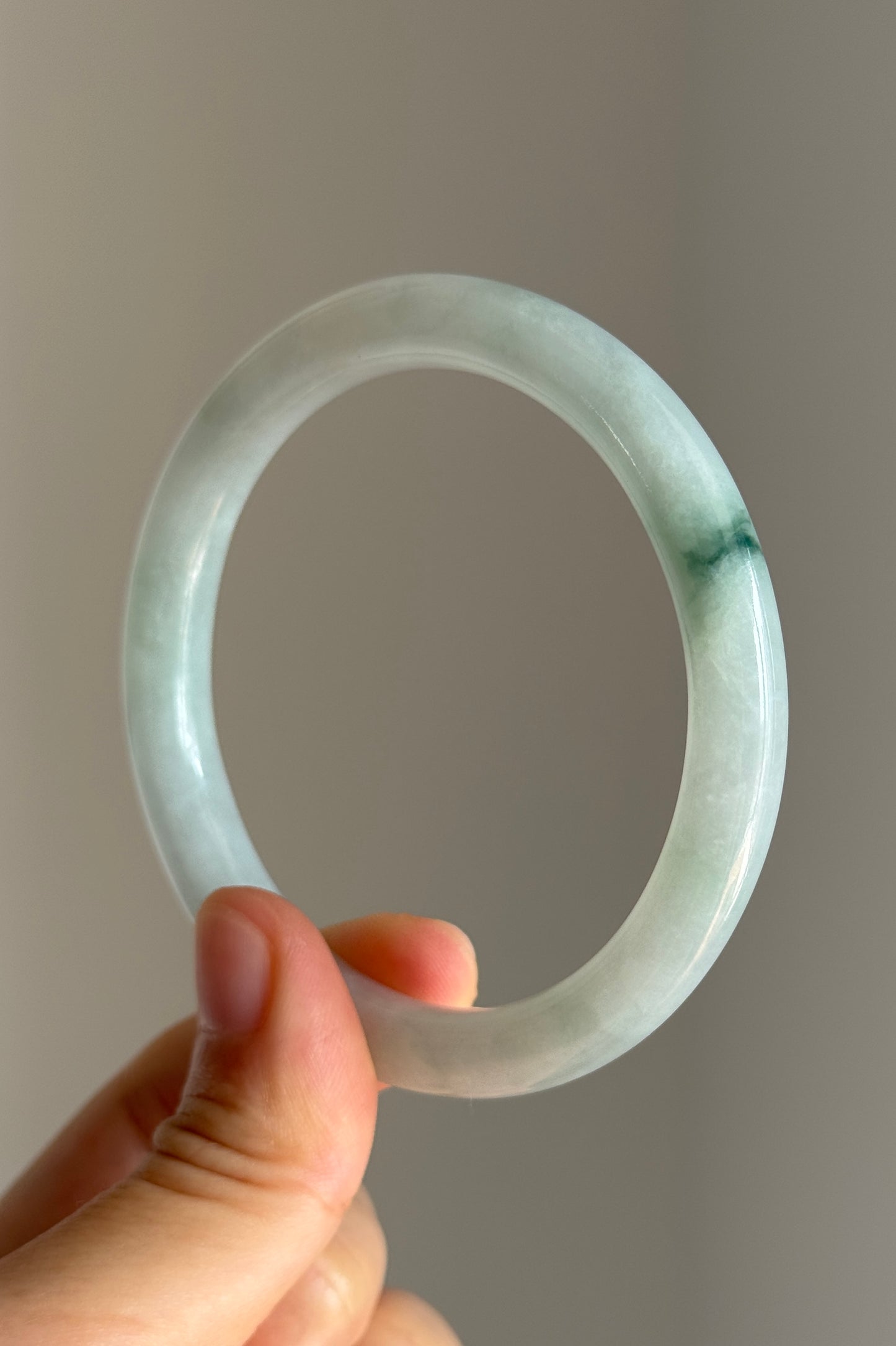 #0415 Icy Green Flower Jade Bangle Size 56.2 (fits up to 58.2)