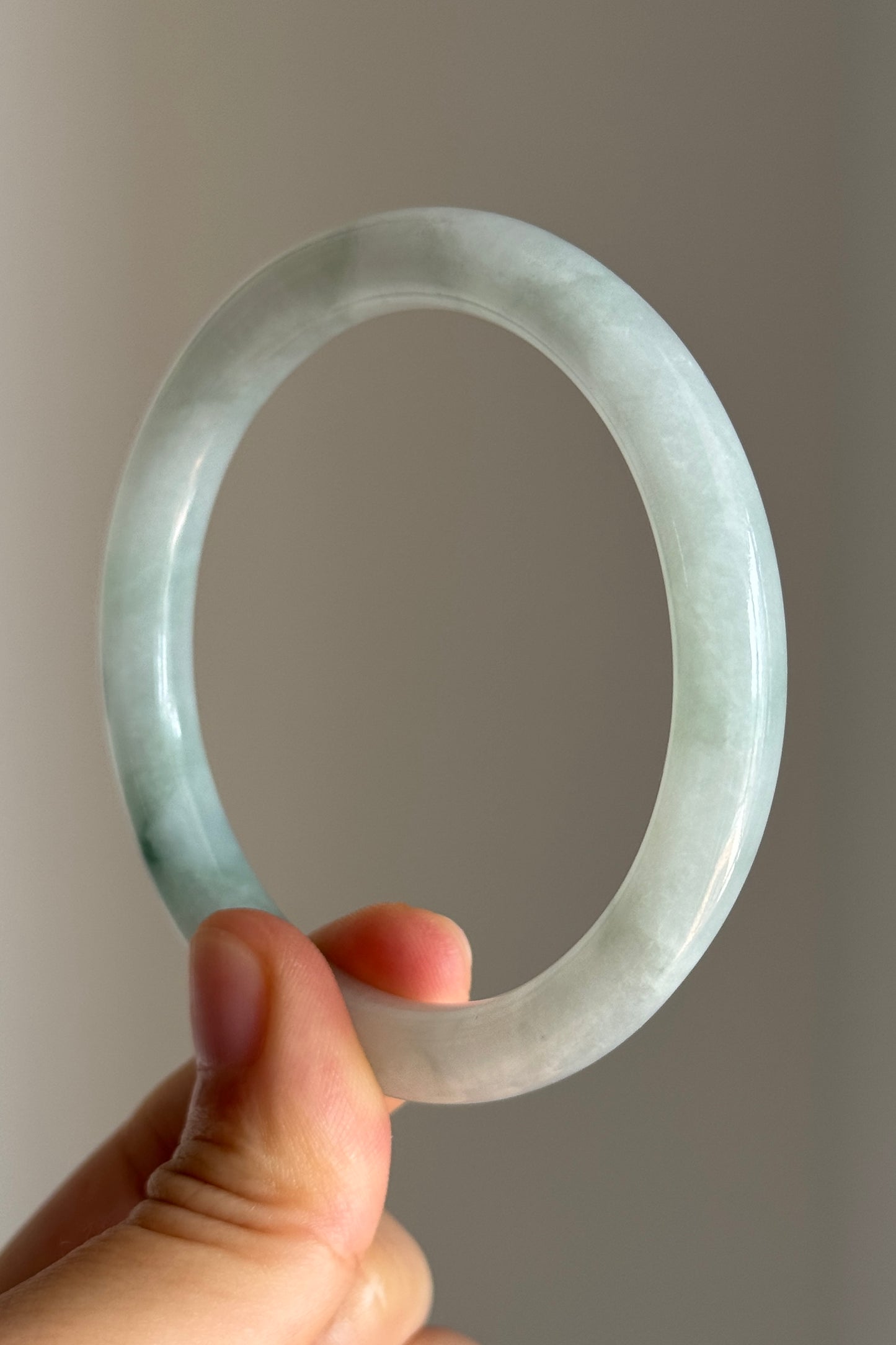 #0415 Icy Green Flower Jade Bangle Size 56.2 (fits up to 58.2)