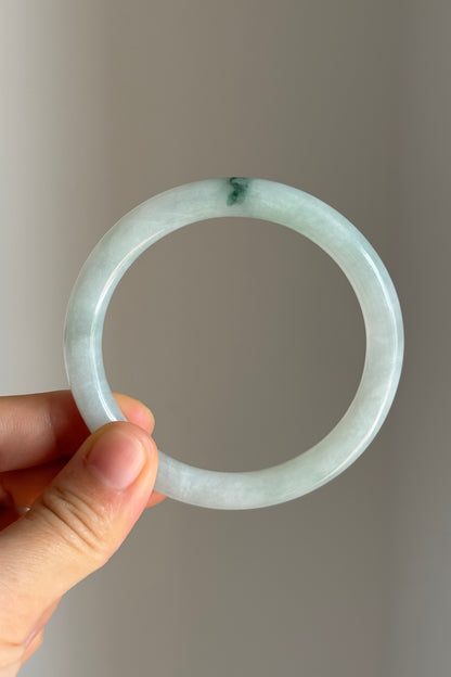#0415 Icy Green Flower Jade Bangle Size 56.2 (fits up to 58.2)