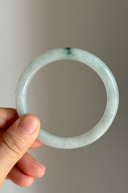 #0415 Icy Green Flower Jade Bangle Size 56.2 (fits up to 58.2)