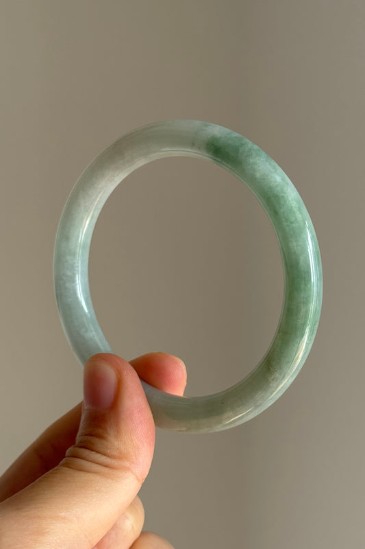 #0418 Icy Green Jade Bangle Size 53.5 (fits up to 55.5)