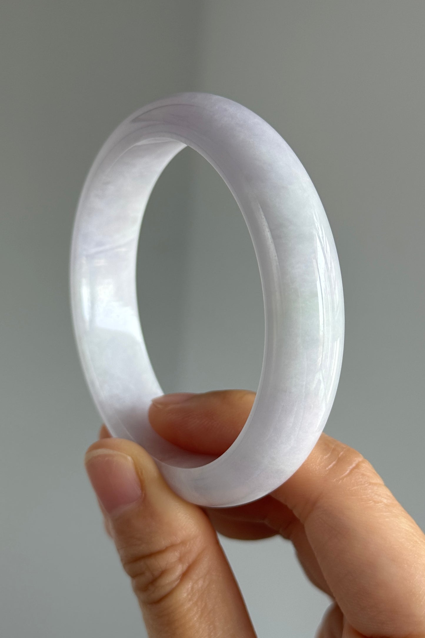 #0352 Pink Lavender Light Green Jade Bangle Size 57.6
