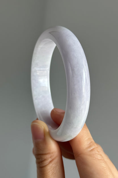 #0352 Pink Lavender Light Green Jade Bangle Size 57.6