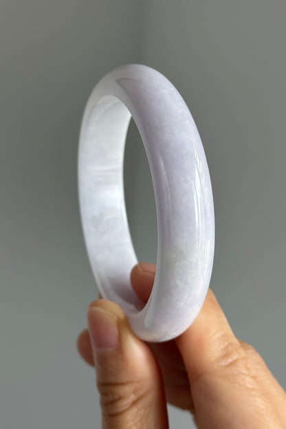 #0352 Pink Lavender Light Green Jade Bangle Size 57.6