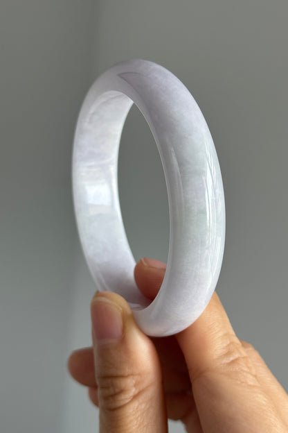 #0352 Pink Lavender Light Green Jade Bangle Size 57.6