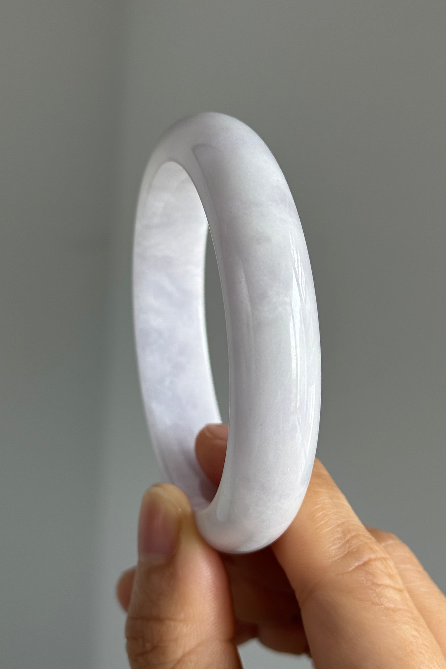 #0352 Pink Lavender Light Green Jade Bangle Size 57.6