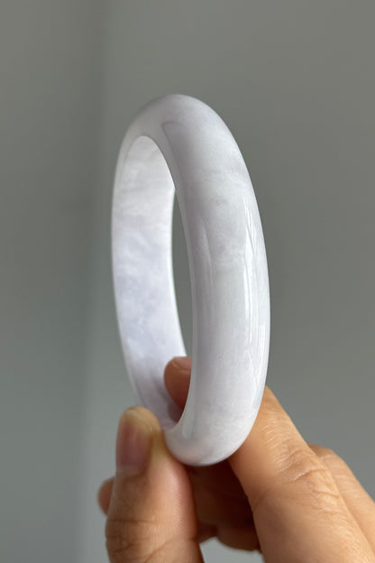 #0352 Pink Lavender Light Green Jade Bangle Size 57.6
