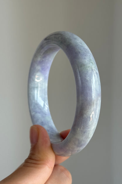 #0356 Rich Lavender White Jade Bangle Size 58.2