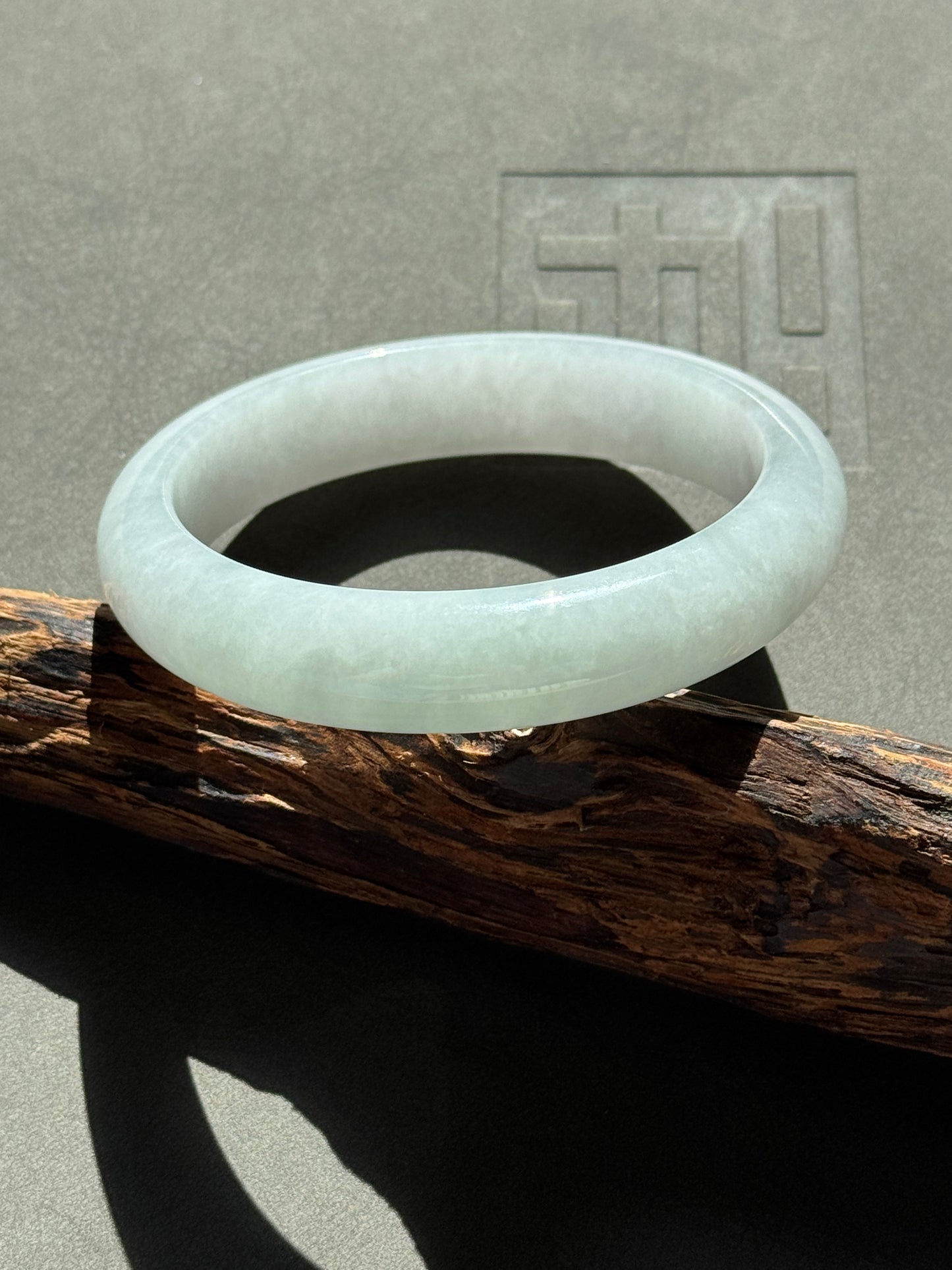 #0334 Icy Baby Blue Jade Bangle Size 56