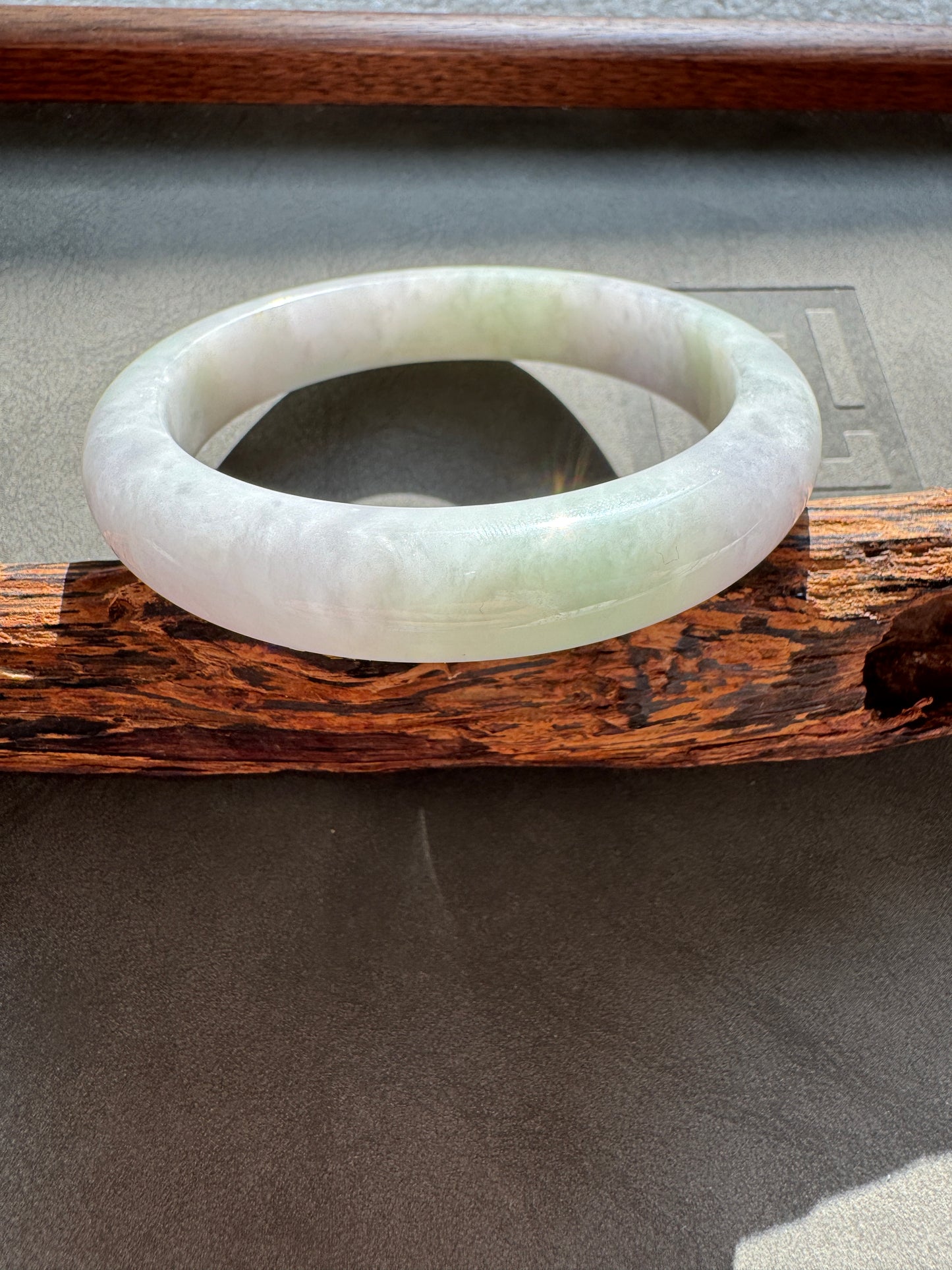 #0343 Icy Lavender Green Jade Bangle Size 58.1