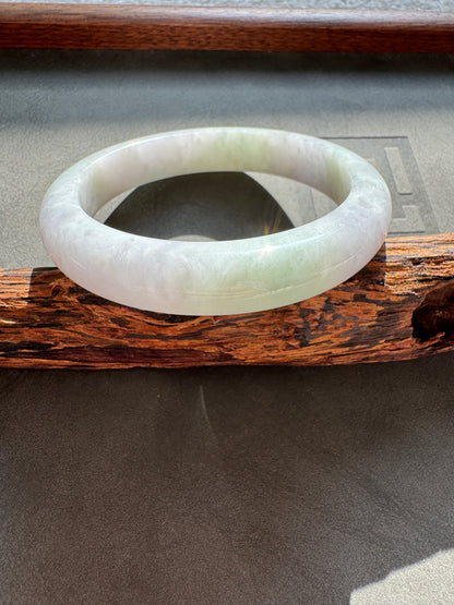 #0343 Icy Lavender Green Jade Bangle Size 58.1