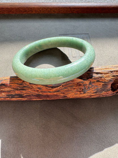 #0344 "Jungle" Forest Green Jade Bangle Size 59