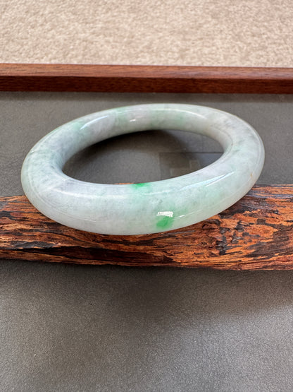 #0345 Sun Green Lavender Jade Bangle Size 56.2 (fits up to 57.2)