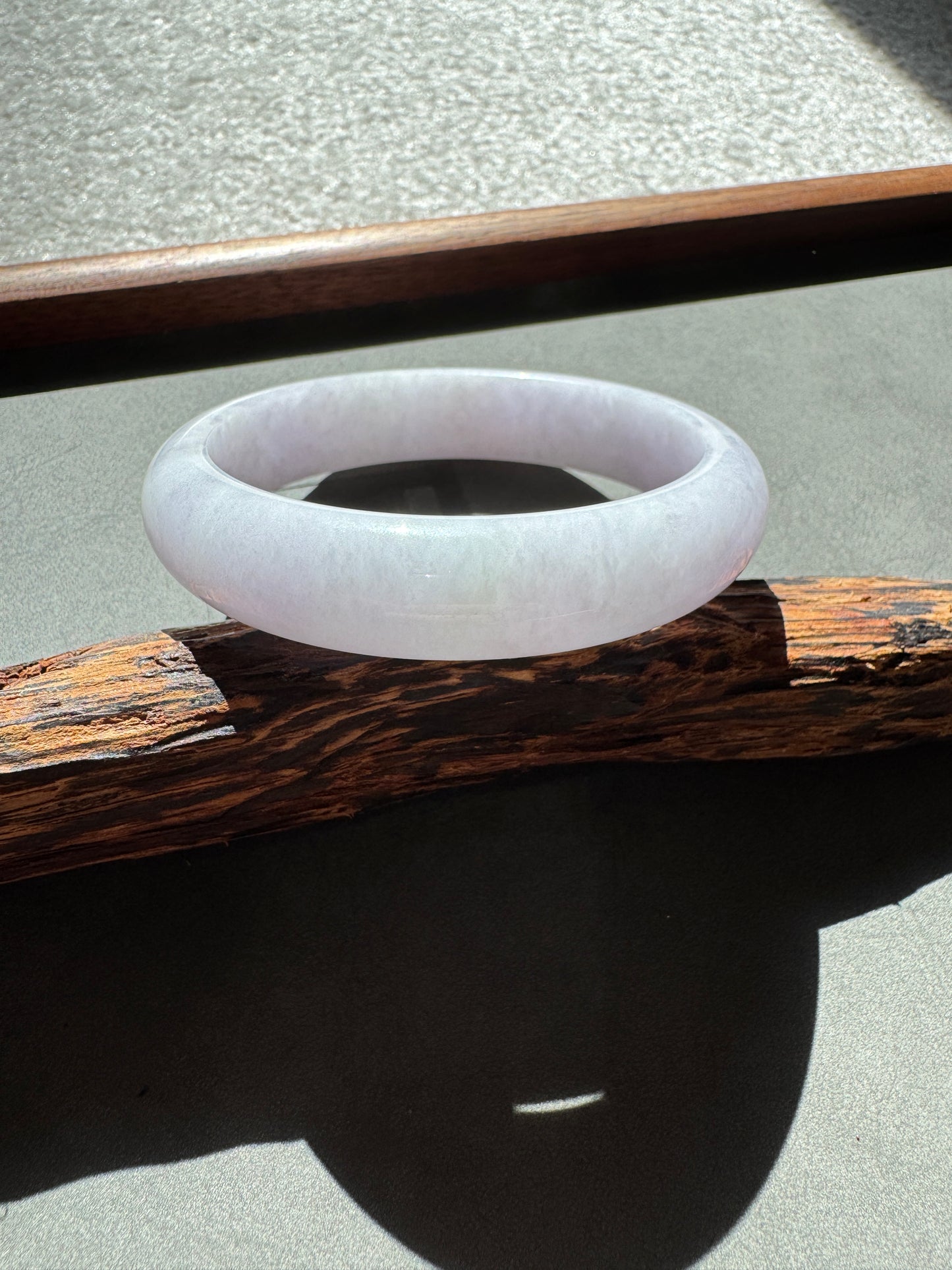 #0352 Pink Lavender Light Green Jade Bangle Size 57.6