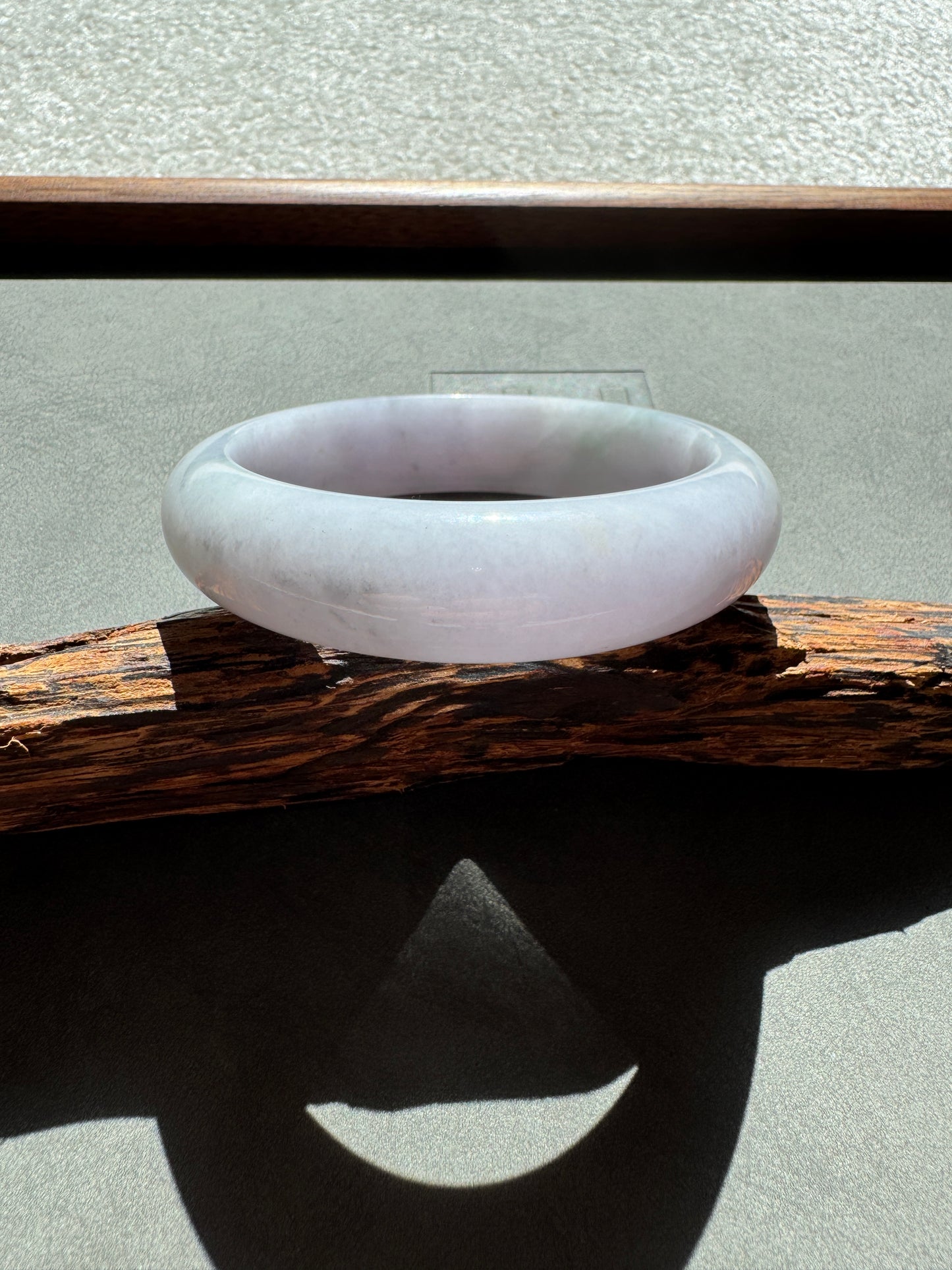 #0349 Icy Lavender Ink Flower Jade Bangle Size 57.2