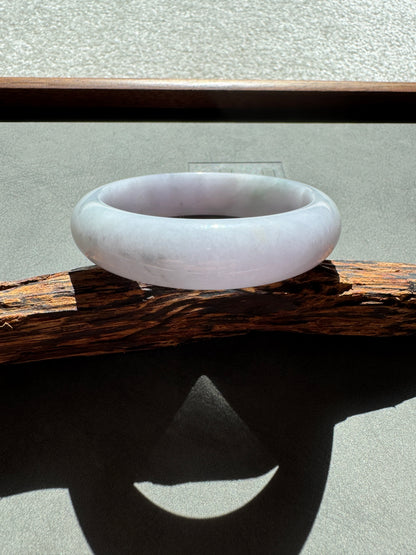 #0349 Icy Lavender Ink Flower Jade Bangle Size 57.2