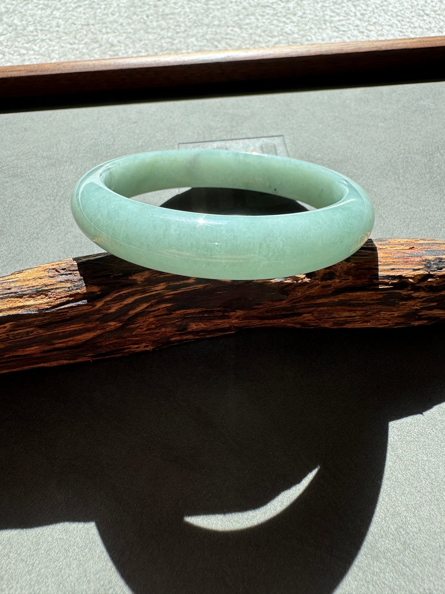 #0350 Icy Rich Bluish Green Jade Bangle Size 59